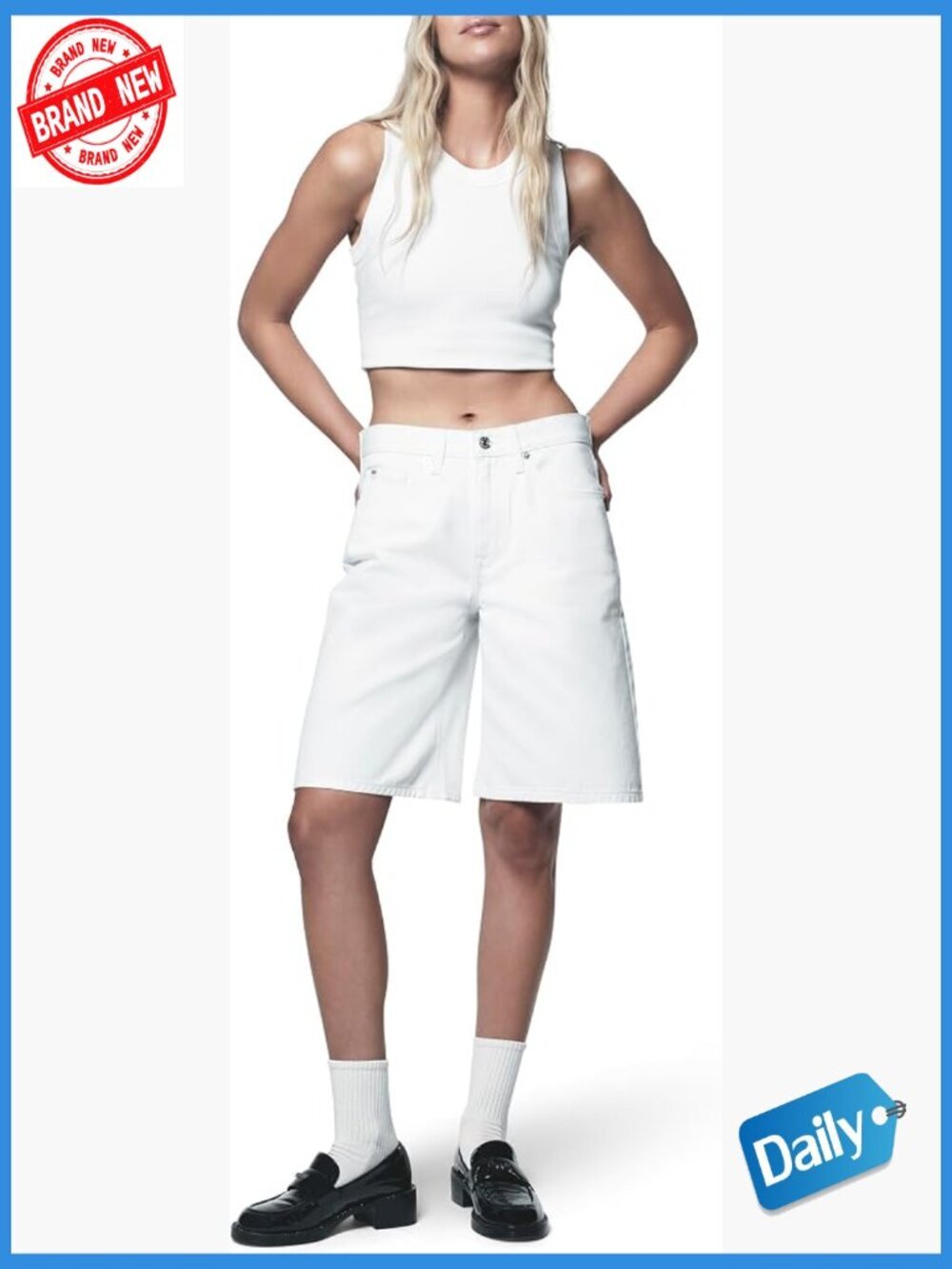 Mid Rise Short, High Waist, Cotton, Zip Fly, Stretch, Versatile